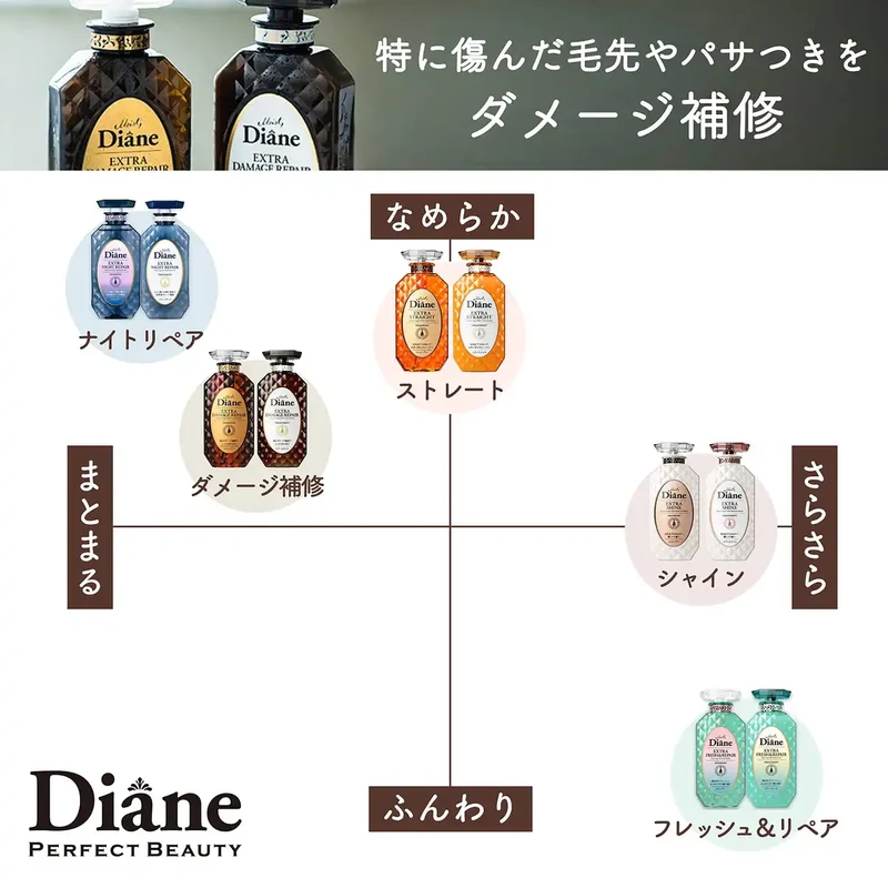 Diane Perfect Beauty Damage Repair 450ml Floral Berry Scent Shampoo and Treatment