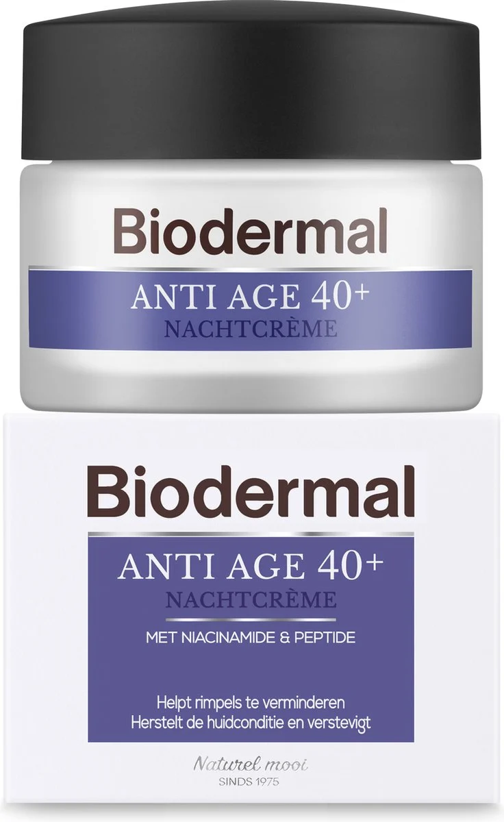 Biodermal Anti Age nachtcrème 40+ - Nachtcrème met niacinamide & peptide - 50ml