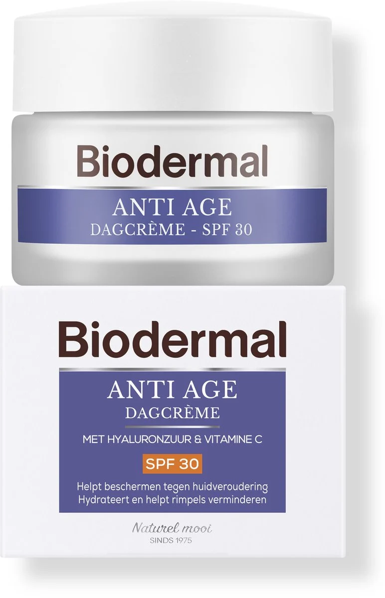 Biodermal Anti Age Dagcrème - SPF30 - Dagcrème met hyaluronzuur en vitamine C - 50ml