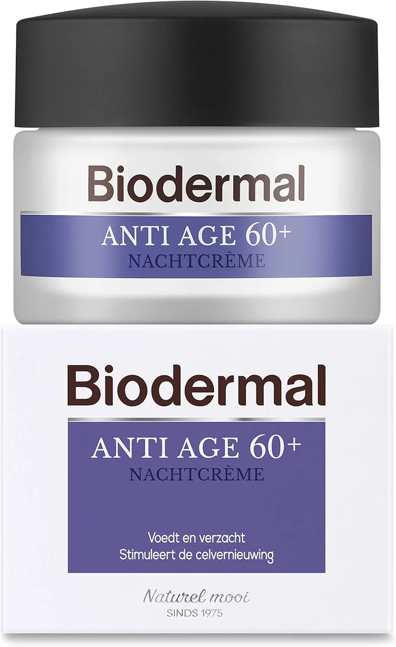 Biodermal Anti Age 60+ - Nachtcrème tegen huidveroudering - Deze nachtcreme helpt om de fijne lijntjes en rimpels te verminderen - 50ml