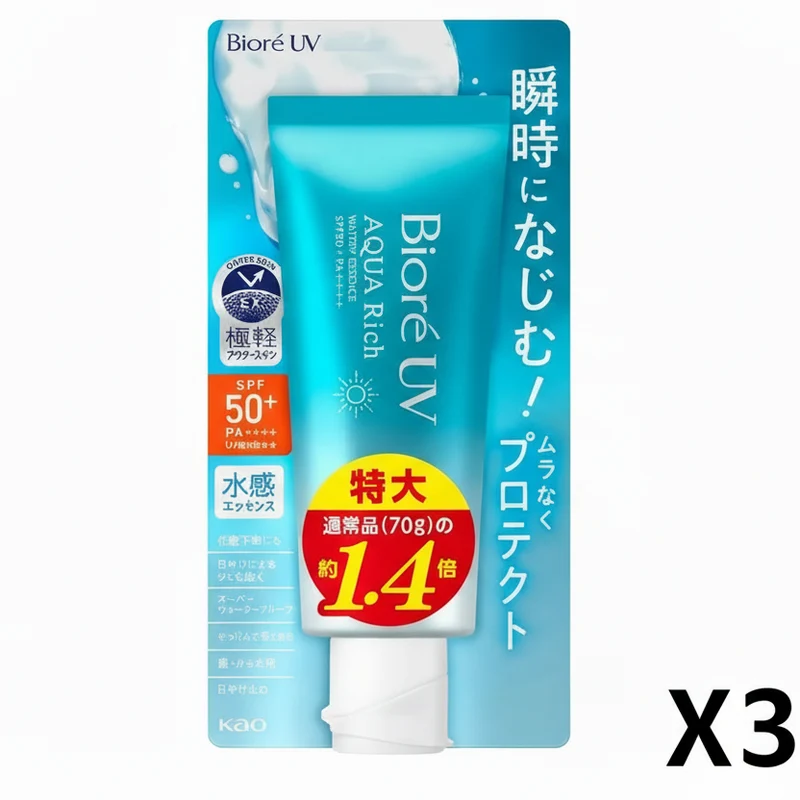 Biore UV Aqua Rich Watery Essence Large Size 100g Set of 3