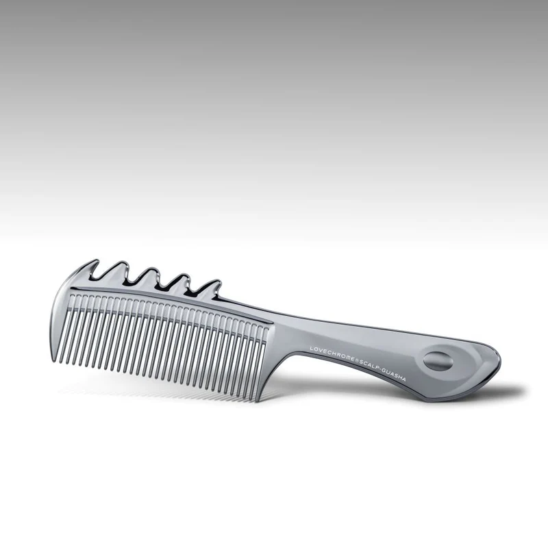 LOVECHROME F Scalp Guasha Hair Brush Comb, Silver