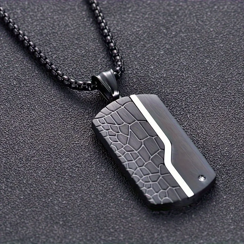 Collana da Uomo | Acciaio Inossidabile | Ciondolo Vintage Nero