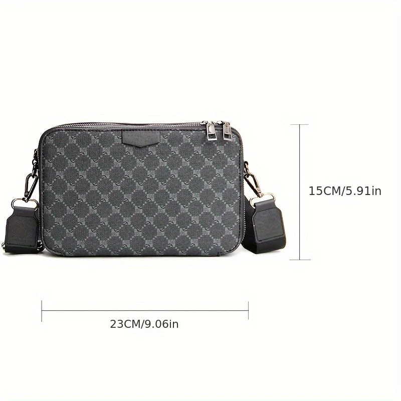 Borsa a Tracolla da Uomo | Streetstyle | Design a Quadri | Nero