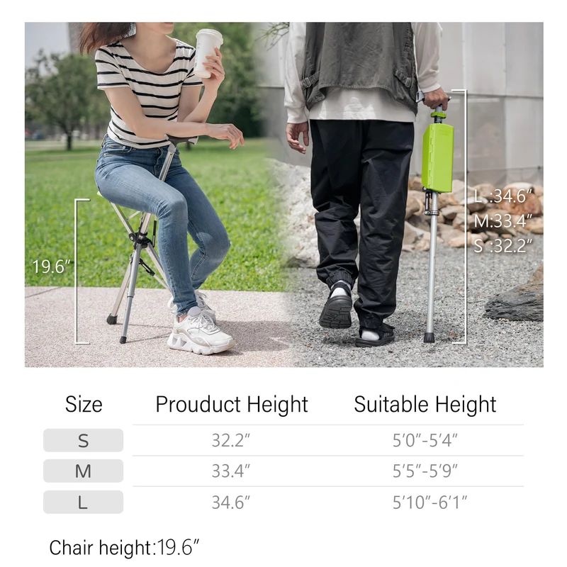 CrutchSeat - Sgabello pieghevole per comfort - leggero e portatile