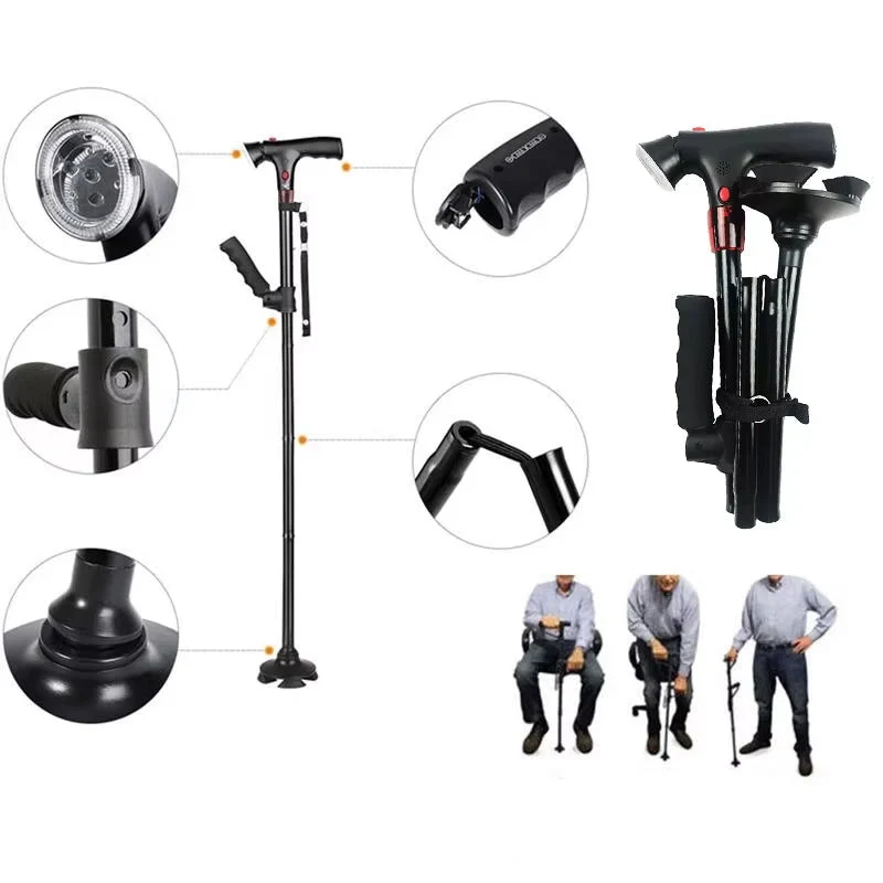 Bastone da Passeggio Pieghevole con Illuminazione LED - Sicuro e Compatto
