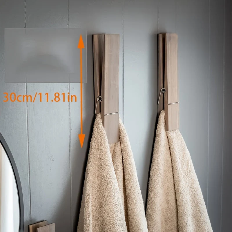 Supporto per Asciugamani in Legno – Soluzione da Montare a Muro per Bagno o Lavanderia