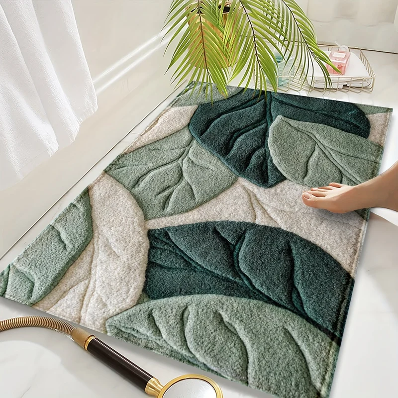 Tappeto da Bagno Foglia – Assorbente, Morbido e Confortevole per il Bagno