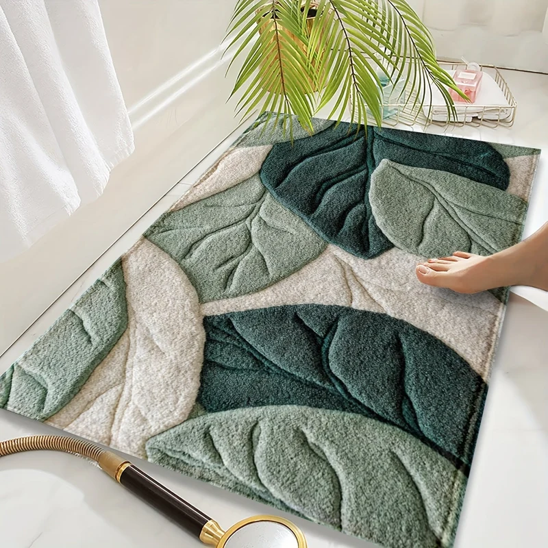 Tappeto da Bagno Foglia – Assorbente, Morbido e Confortevole per il Bagno