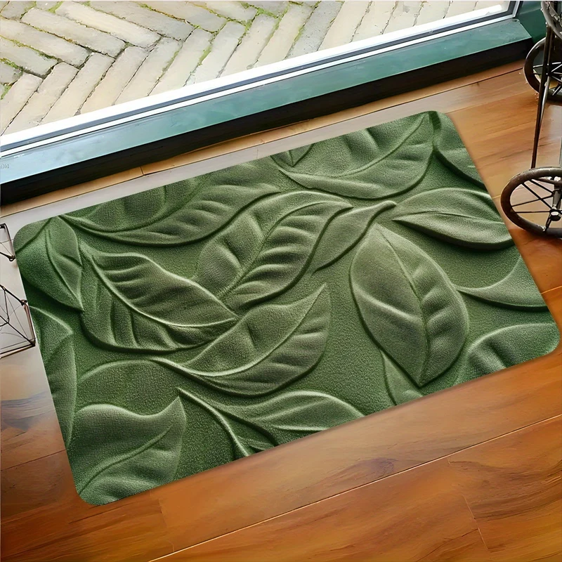 Tappetino da Bagno in Terra Diatomacea con Motivo Foglia Verde – Assorbente e Asciugatura Rapida