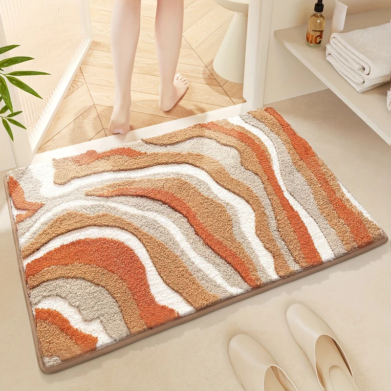 Tappeto da Bagno Geometrico – Assorbente e Morbido con Retro Antiscivolo