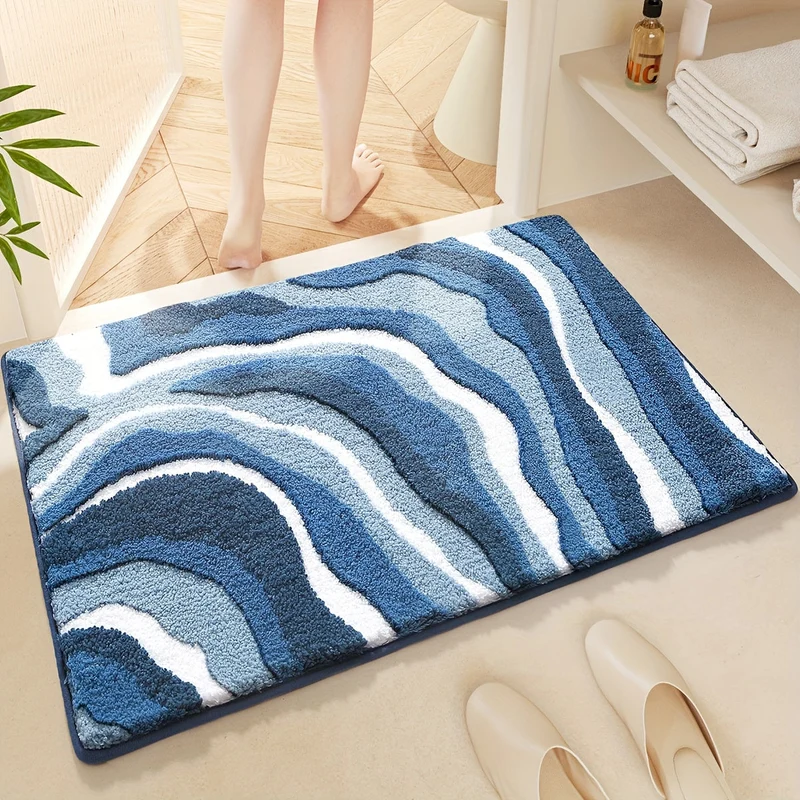 Tappeto da Bagno Geometrico – Assorbente e Morbido con Retro Antiscivolo