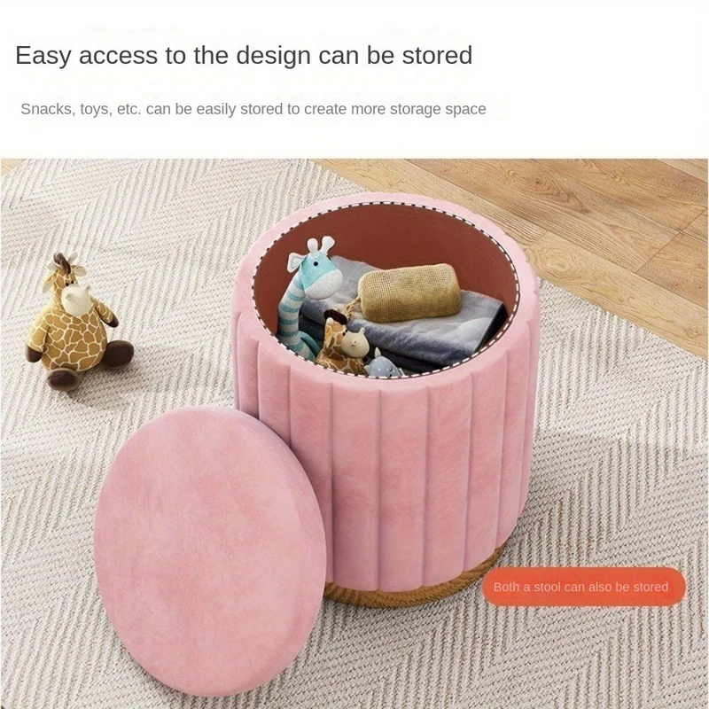 Pouf da Stoccaggio Nordic Chic – Pouf Rotondo Elegante con Stoccaggio e Finitura a Specchio