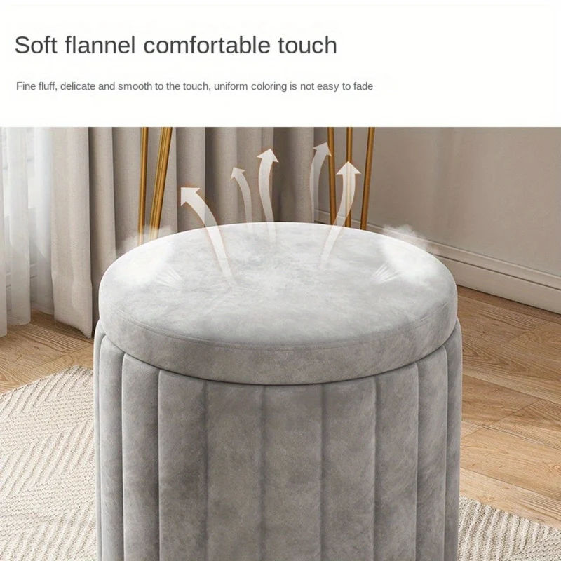 Pouf da Stoccaggio Nordic Chic – Pouf Rotondo Elegante con Stoccaggio e Finitura a Specchio