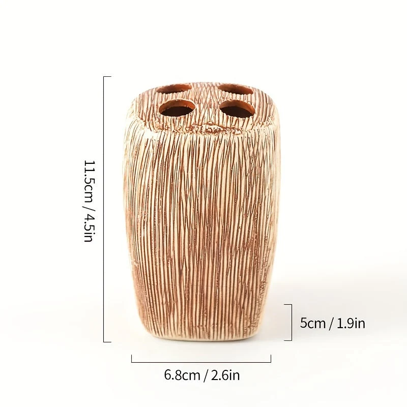 Set da Bagno in Ceramica Stile Legno – Accessori Lusso per un Tocco Naturale nel Tuo Bagno