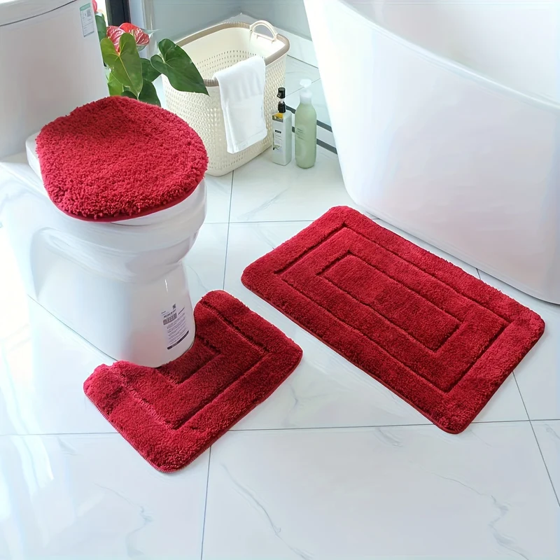 Set di Tappeti da Bagno in Fibra Ultra-Fine a 3 Pezzi – Asciugatura Rapida e Assorbente