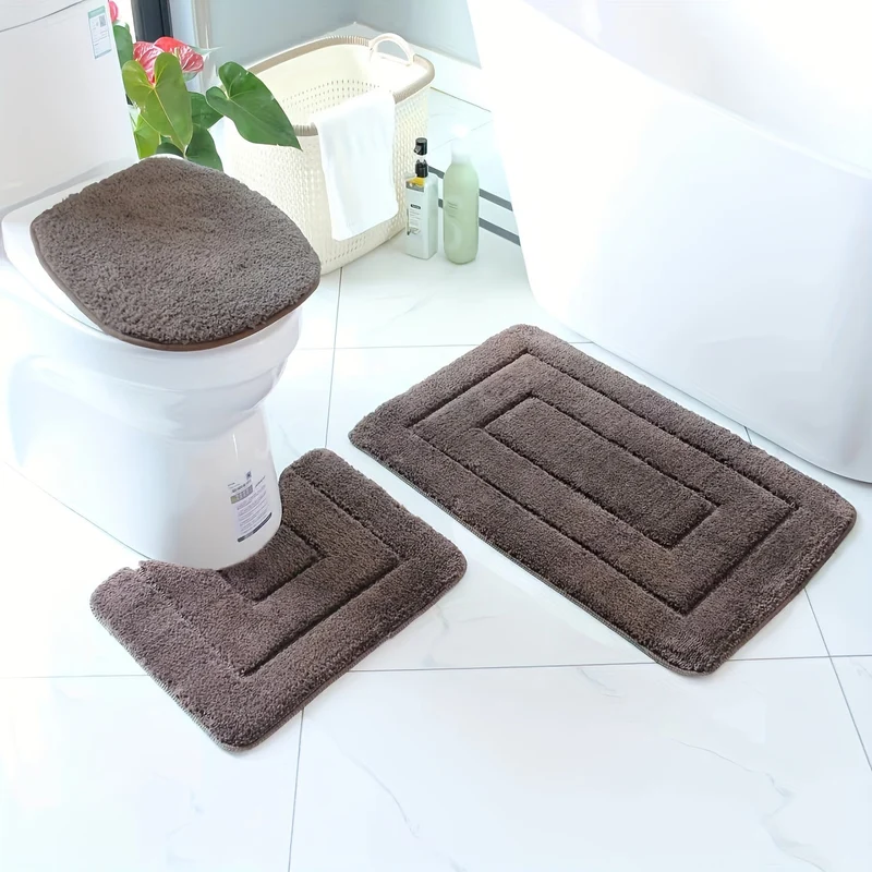Set di Tappeti da Bagno in Fibra Ultra-Fine a 3 Pezzi – Asciugatura Rapida e Assorbente