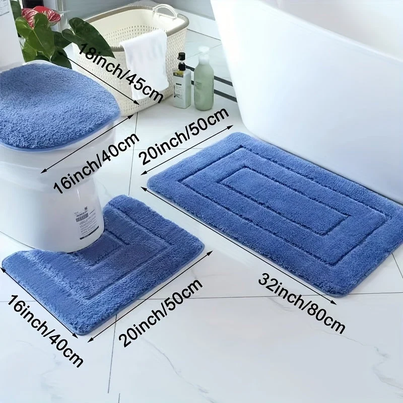 Set di Tappeti da Bagno in Fibra Ultra-Fine a 3 Pezzi – Asciugatura Rapida e Assorbente