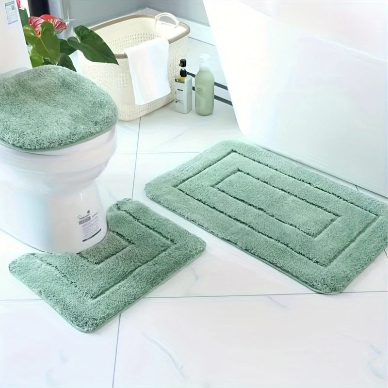 Set di Tappeti da Bagno in Fibra Ultra-Fine a 3 Pezzi – Asciugatura Rapida e Assorbente