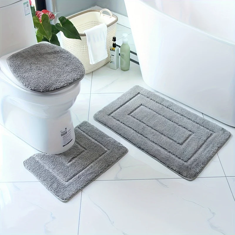 Set di Tappeti da Bagno in Fibra Ultra-Fine a 3 Pezzi – Asciugatura Rapida e Assorbente