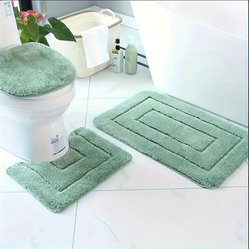 Set di Tappeti da Bagno in Fibra Ultra-Fine a 3 Pezzi – Asciugatura Rapida e Assorbente