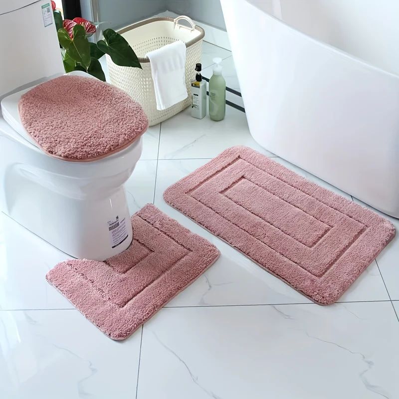 Set di Tappeti da Bagno in Fibra Ultra-Fine a 3 Pezzi – Asciugatura Rapida e Assorbente