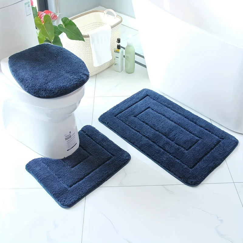 Set di Tappeti da Bagno in Fibra Ultra-Fine a 3 Pezzi – Asciugatura Rapida e Assorbente