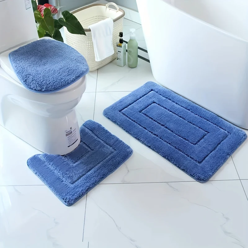 Set di Tappeti da Bagno in Fibra Ultra-Fine a 3 Pezzi – Asciugatura Rapida e Assorbente