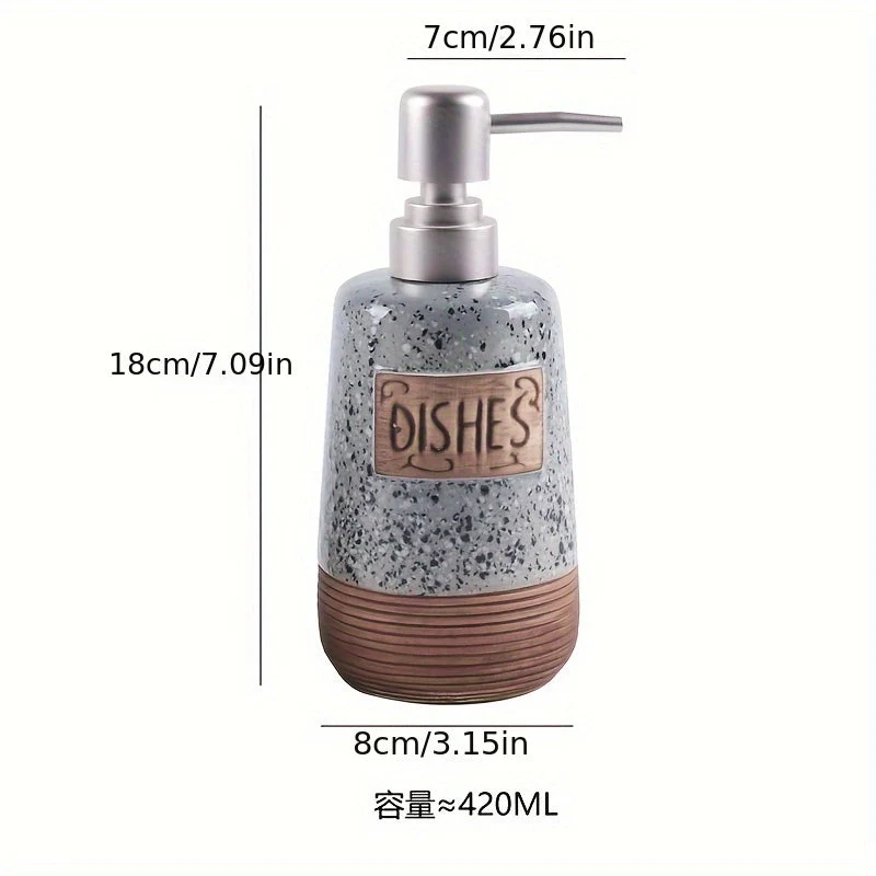 Dispenser di Sapone in Ceramica Vintage – 420ml per Cucina o Bagno
