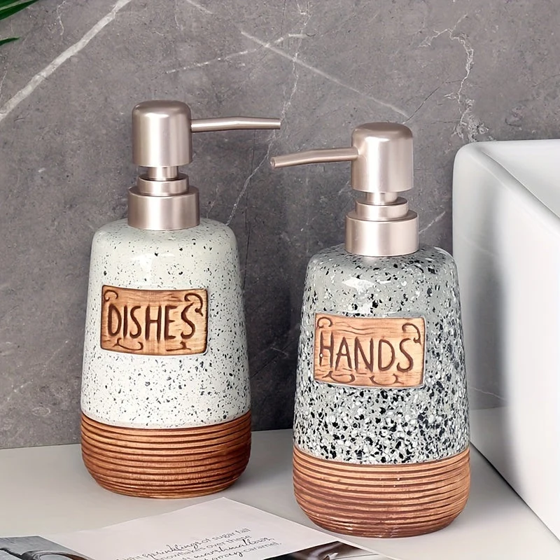 Dispenser di Sapone in Ceramica Vintage – 420ml per Cucina o Bagno
