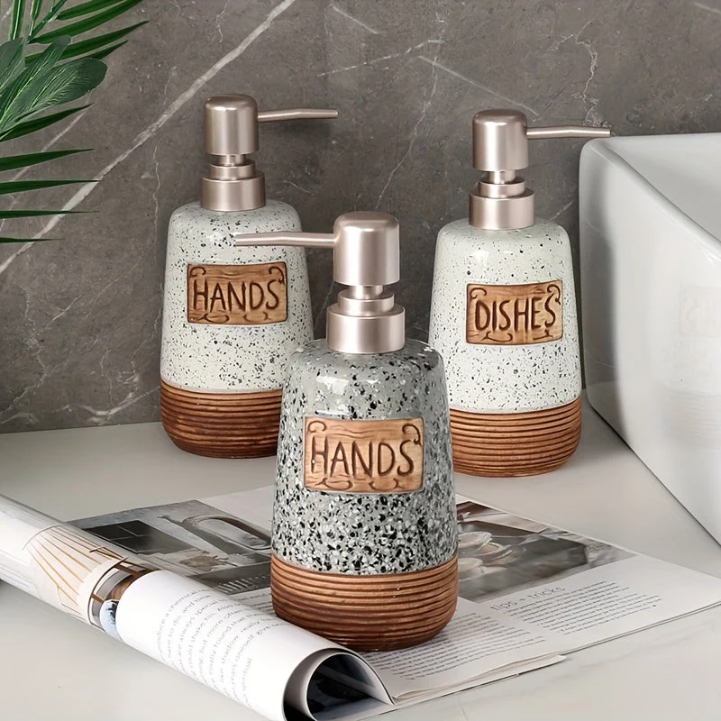 Dispenser di Sapone in Ceramica Vintage – 420ml per Cucina o Bagno