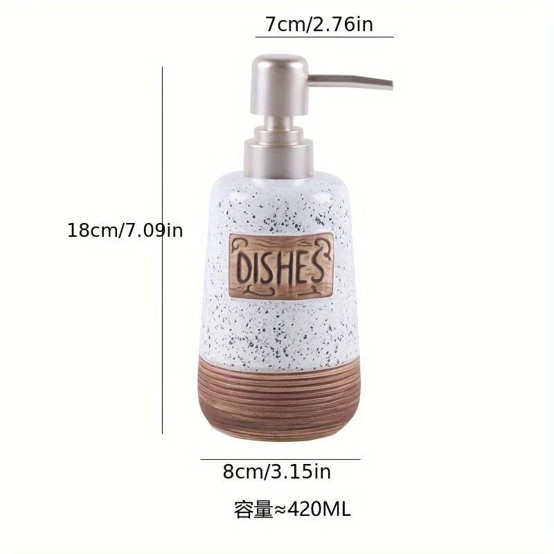 Dispenser di Sapone in Ceramica Vintage – 420ml per Cucina o Bagno