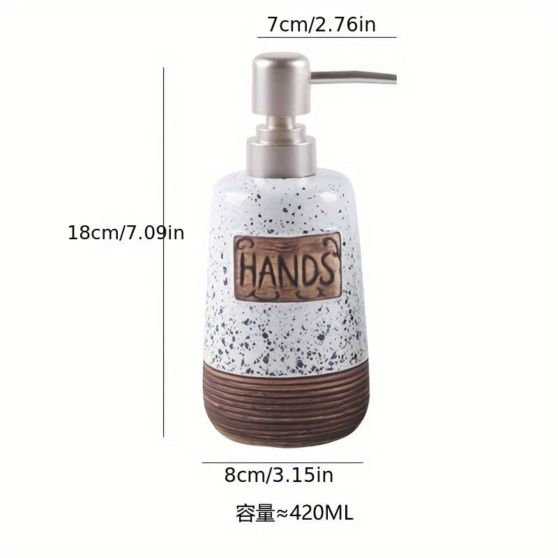 Dispenser di Sapone in Ceramica Vintage – 420ml per Cucina o Bagno