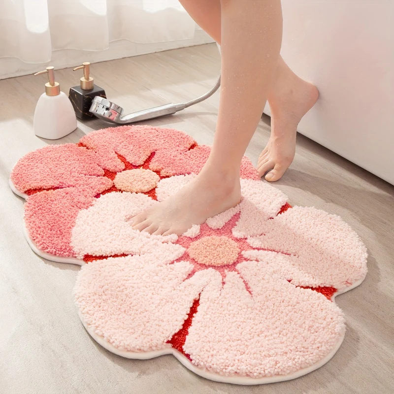 Tappeto da Bagno Fluffy Floral – Assorbente e Morbido per Maggiore Comfort