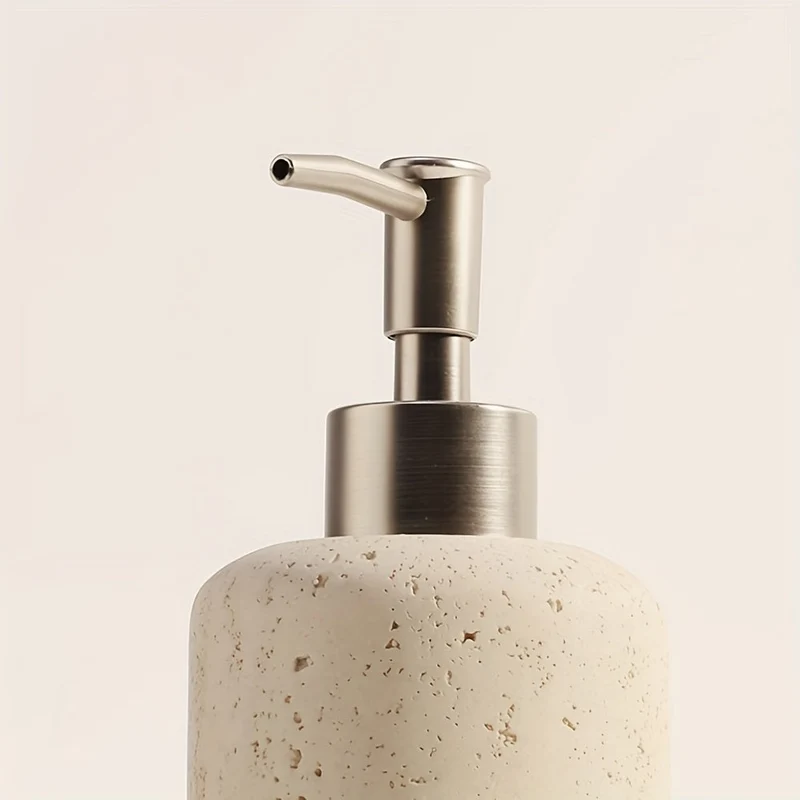 Dispenser per Sapone in Marmo – Dispenser di Lusso in Resina con Pompa in Acciaio Inossidabile per Bagno o Cucina