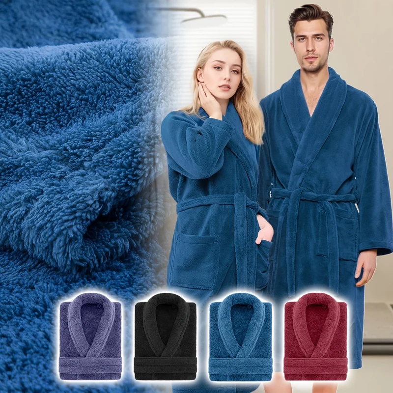 Accappatoio di Lusso Unisex in Pile Corallo – Ultra Morbido e Caldo per il Tuo Comfort