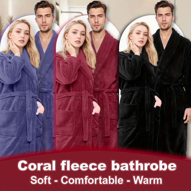Accappatoio di Lusso Unisex in Pile Corallo – Ultra Morbido e Caldo per il Tuo Comfort