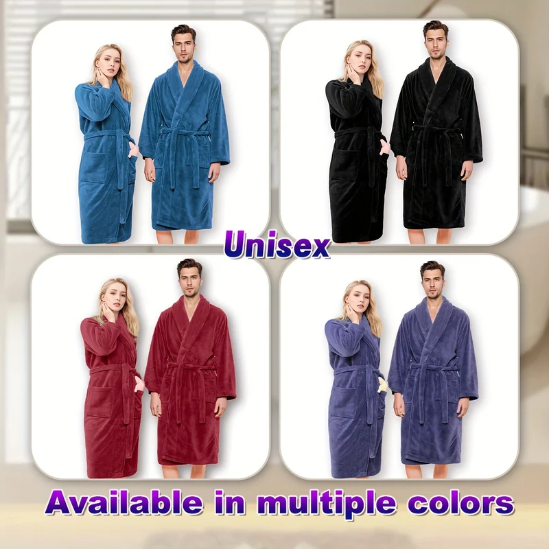 Accappatoio di Lusso Unisex in Pile Corallo – Ultra Morbido e Caldo per il Tuo Comfort