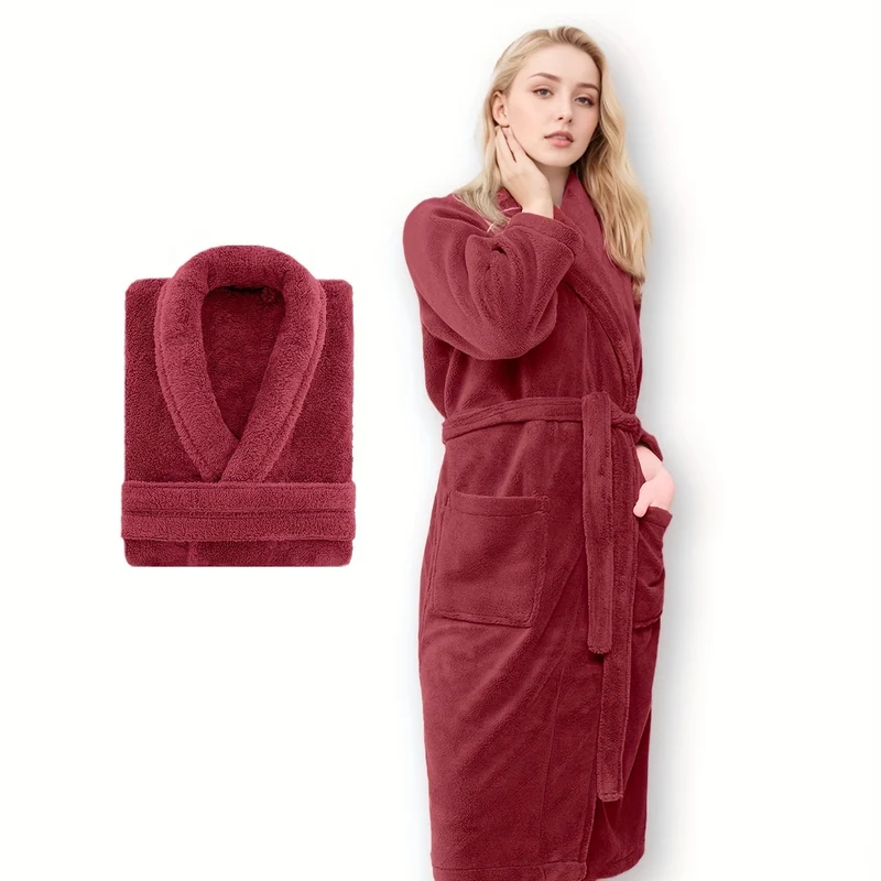 Accappatoio di Lusso Unisex in Pile Corallo – Ultra Morbido e Caldo per il Tuo Comfort