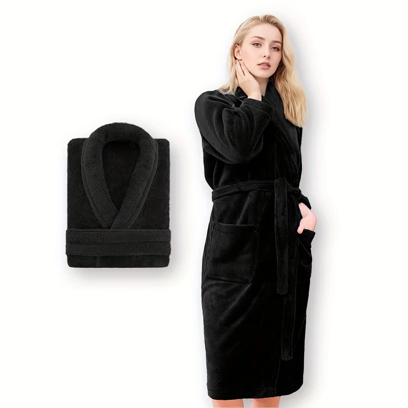 Accappatoio di Lusso Unisex in Pile Corallo – Ultra Morbido e Caldo per il Tuo Comfort