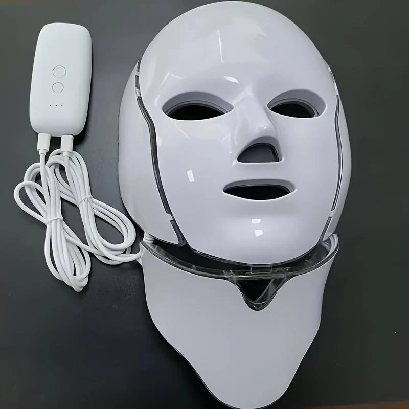 Maschera per il Viso e il Collo a LED 7 Colori – Dispositivo per la Cura della Pelle Ricaricabile USB