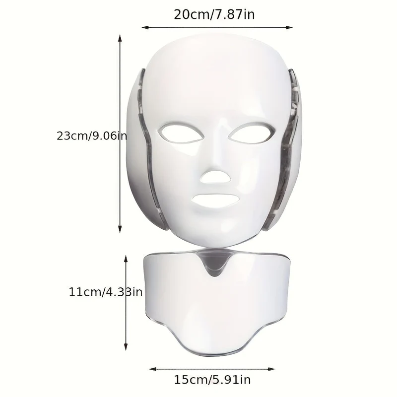 Maschera per il Viso e il Collo a LED 7 Colori – Dispositivo per la Cura della Pelle Ricaricabile USB