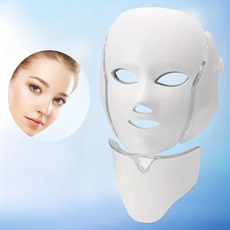 Maschera per il Viso e il Collo a LED 7 Colori – Dispositivo per la Cura della Pelle Ricaricabile USB