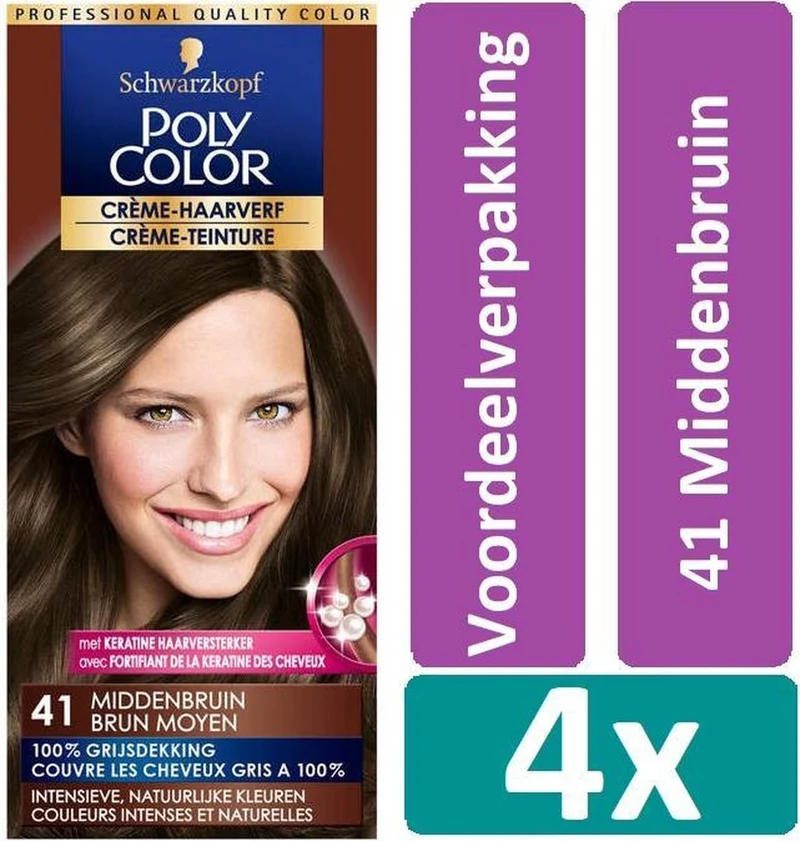 Schwarzkopf Poly Color Creme Haarverf 46 Bruinzwart - 4 st