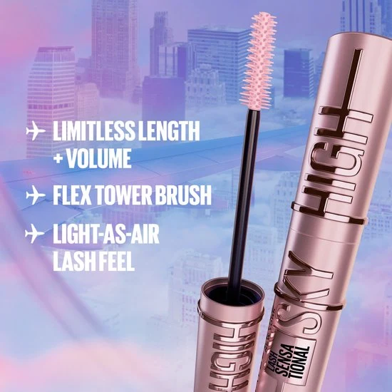 Maybelline New York - Duo Lash Sensational Sky High Mascara - Very Black + Burgundy Haze - Lengte Mascara - 7,2ml X2