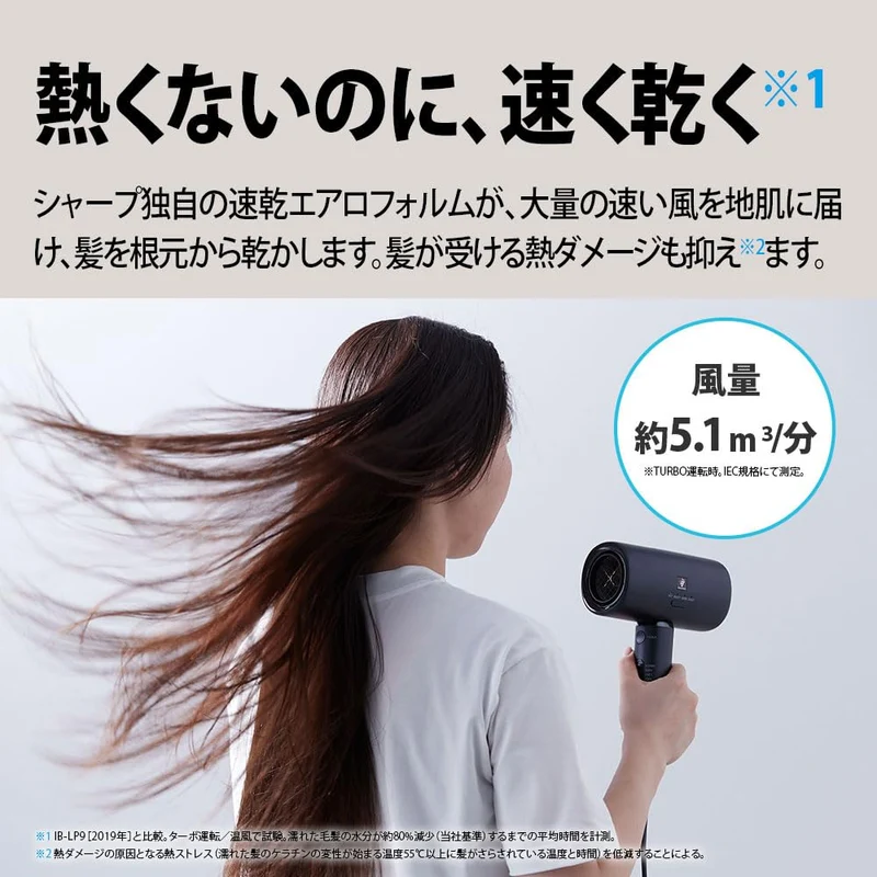 SHARP Plasmacluster Beauty Hair Dryer IB-P801-W White Quick Dry ※100V