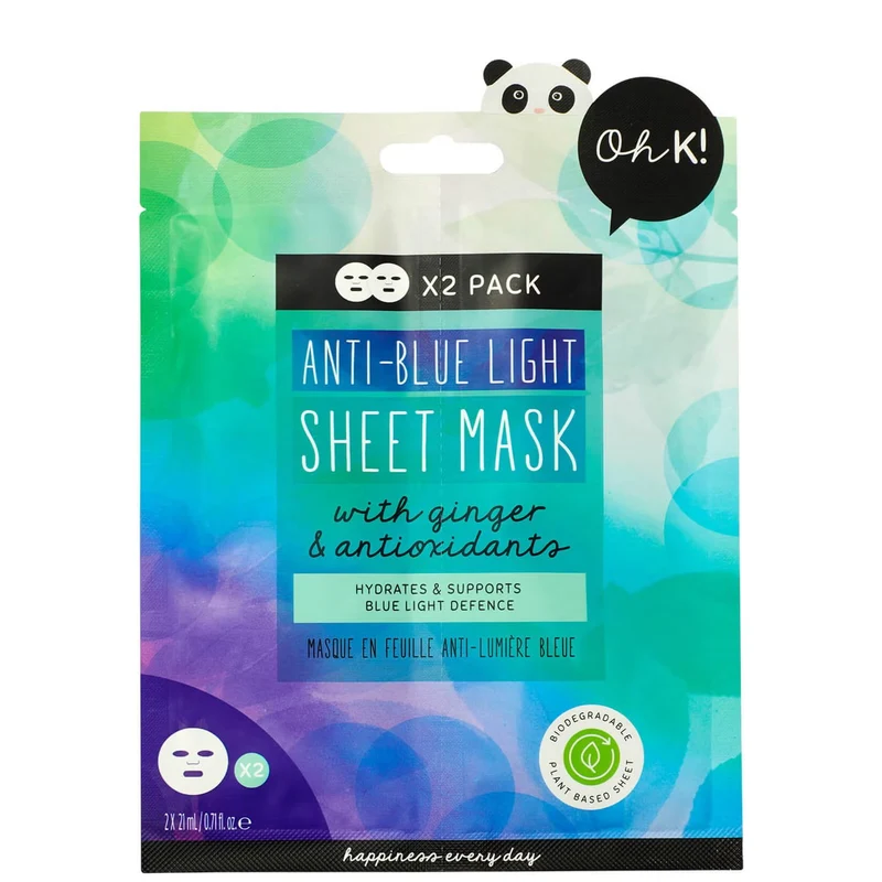 2 masques visage en tissu anti-lumière bleue