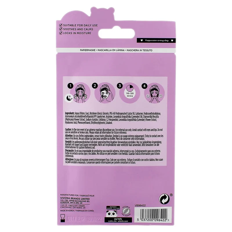 Masque en tissu pour le visage à la lavande