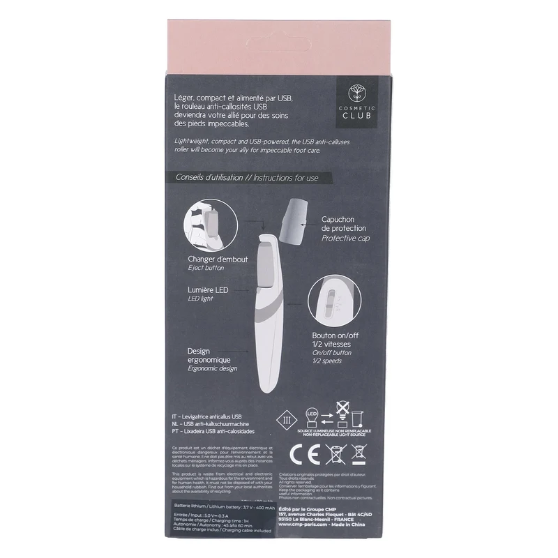 Rouleau exfoliant râpe électrique pédicure anti callosité USB