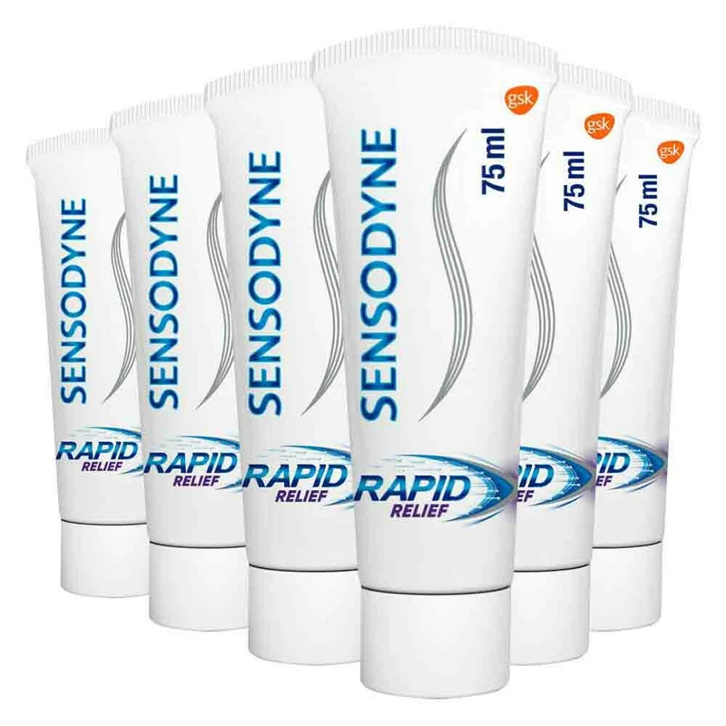 6x Sensodyne Tandpasta Rapid Relief Mint 75 ml